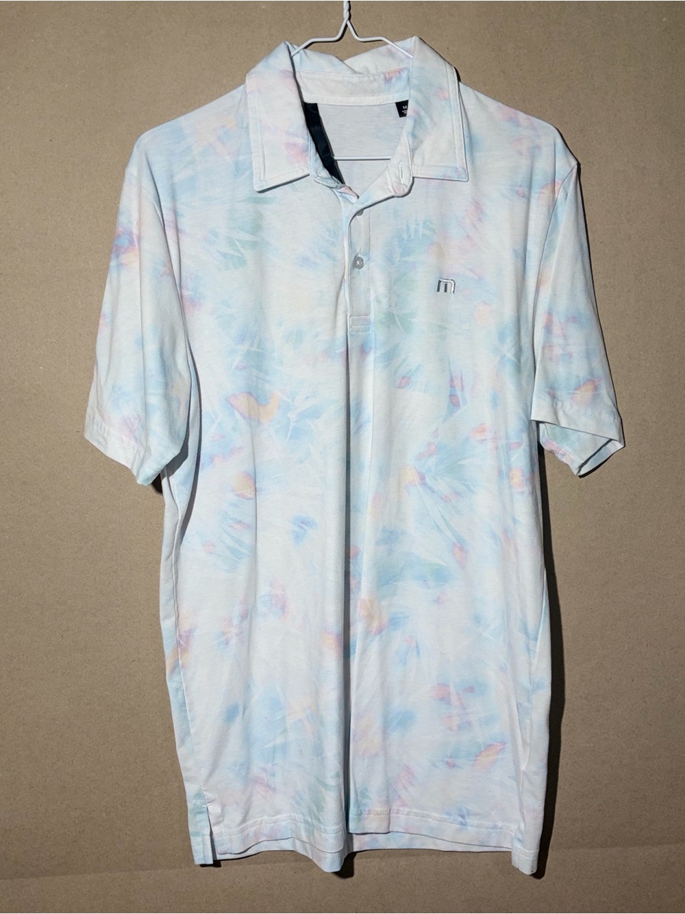Travis Mathew Men's Pastel Tie-Dye Polo - Light Blue & Pink
